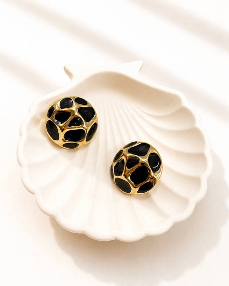Gold Desenli Yuvarlak Küpe
