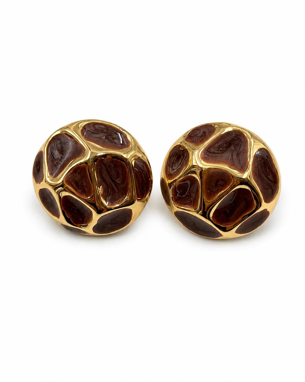 Gold Desenli Yuvarlak Küpe