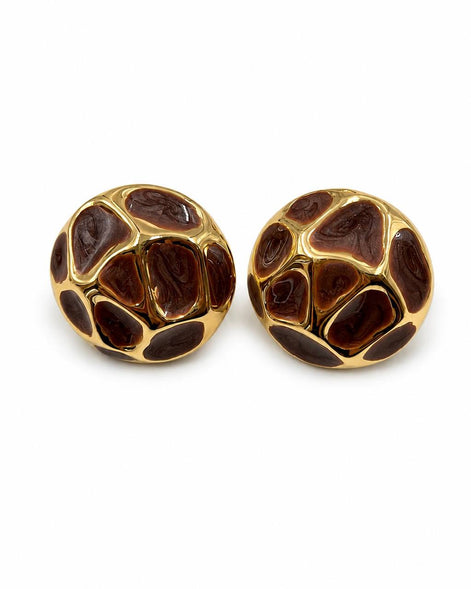 Gold Desenli Yuvarlak Küpe