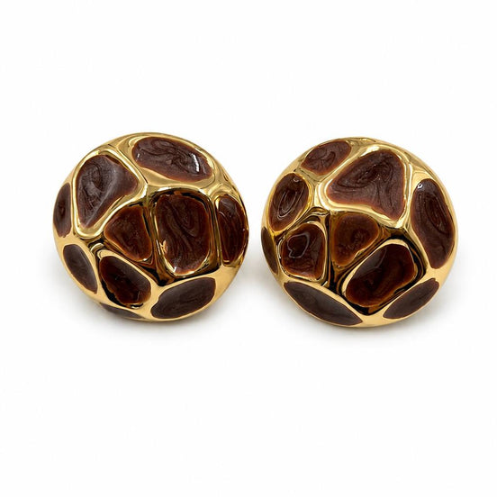 Gold Desenli Yuvarlak Küpe