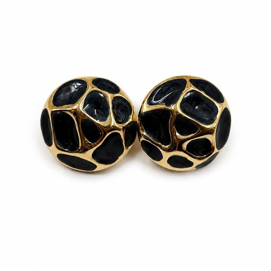 Gold Desenli Yuvarlak Küpe