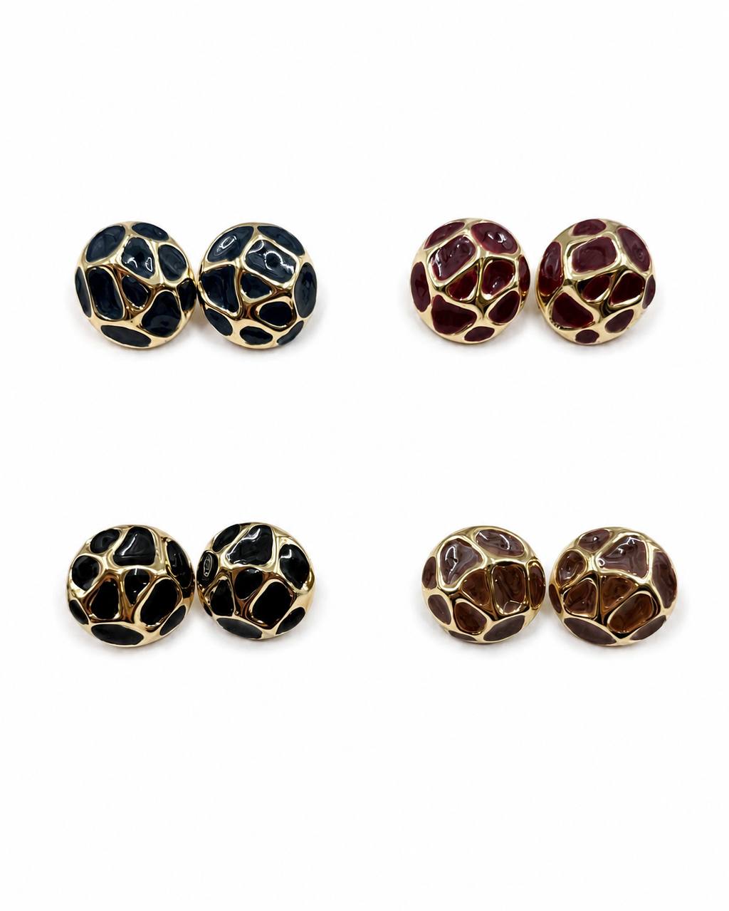 Gold Desenli Yuvarlak Küpe