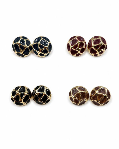 Gold Desenli Yuvarlak Küpe