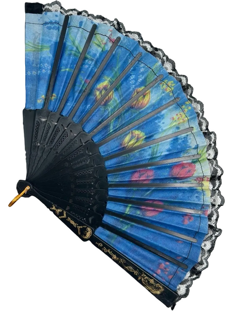 Colorful Floral Lace Folding Hand Fan 26 cm – Elegant Vintage Style Summer Fan