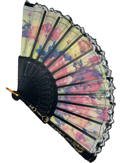 Colorful Floral Lace Folding Hand Fan 26 cm – Elegant Vintage Style Summer Fan
