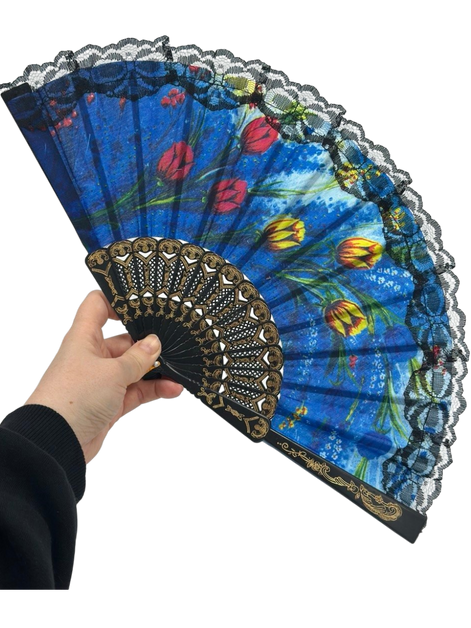 Colorful Floral Lace Folding Hand Fan 26 cm – Elegant Vintage Style Summer Fan