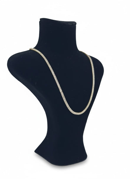 Gold Baguette Tennis Necklace with Gold Accents