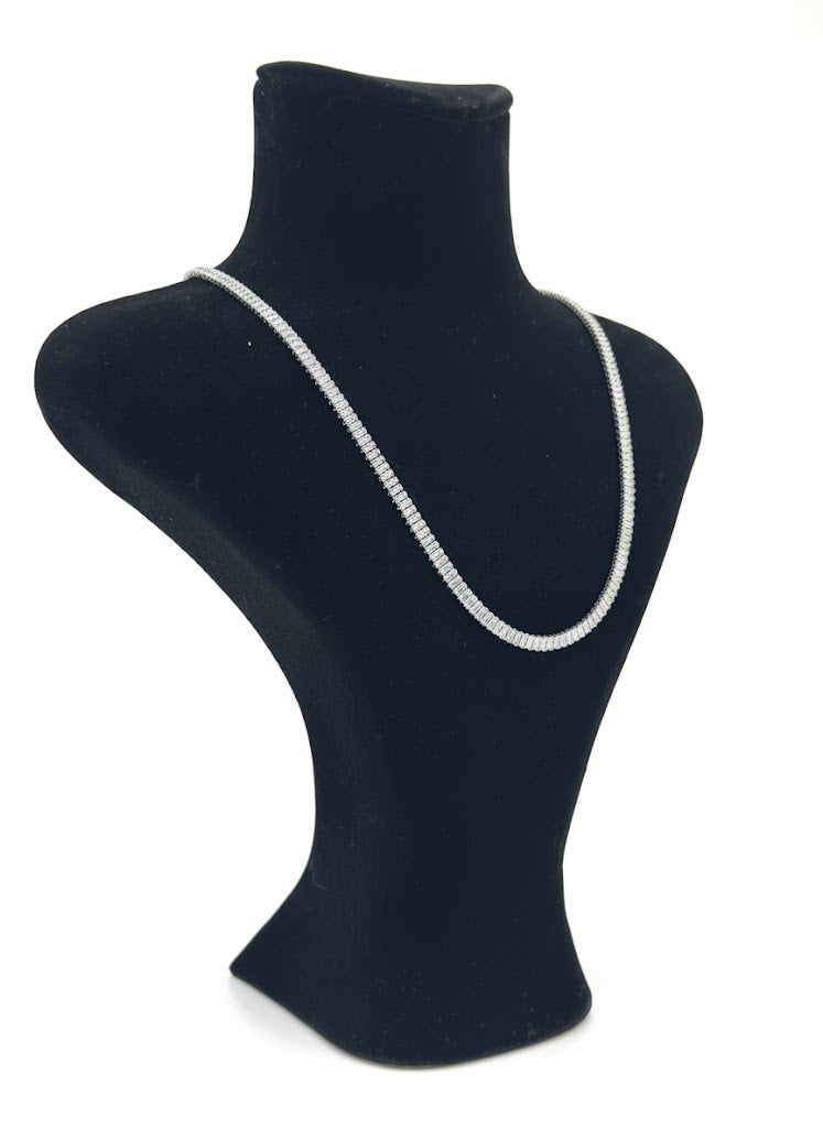 Silver Baguette Tennis Necklace with Gold Accents