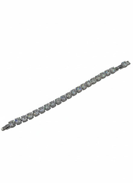 Silver Large Round-Cut Cubic Zirconia Tennis Bracelet – MODA Accessories
