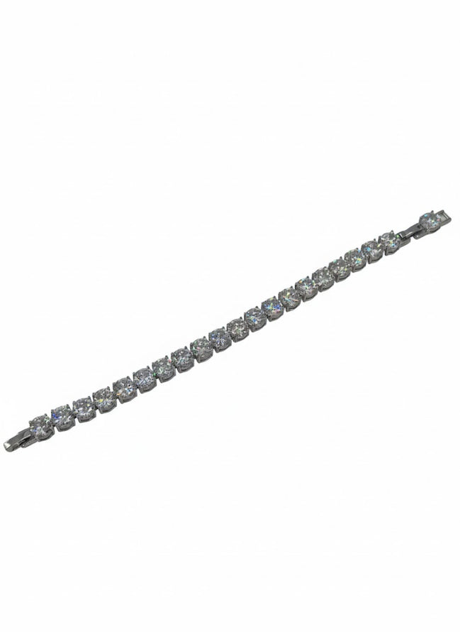 Silver Large Round-Cut Cubic Zirconia Tennis Bracelet – MODA Accessories