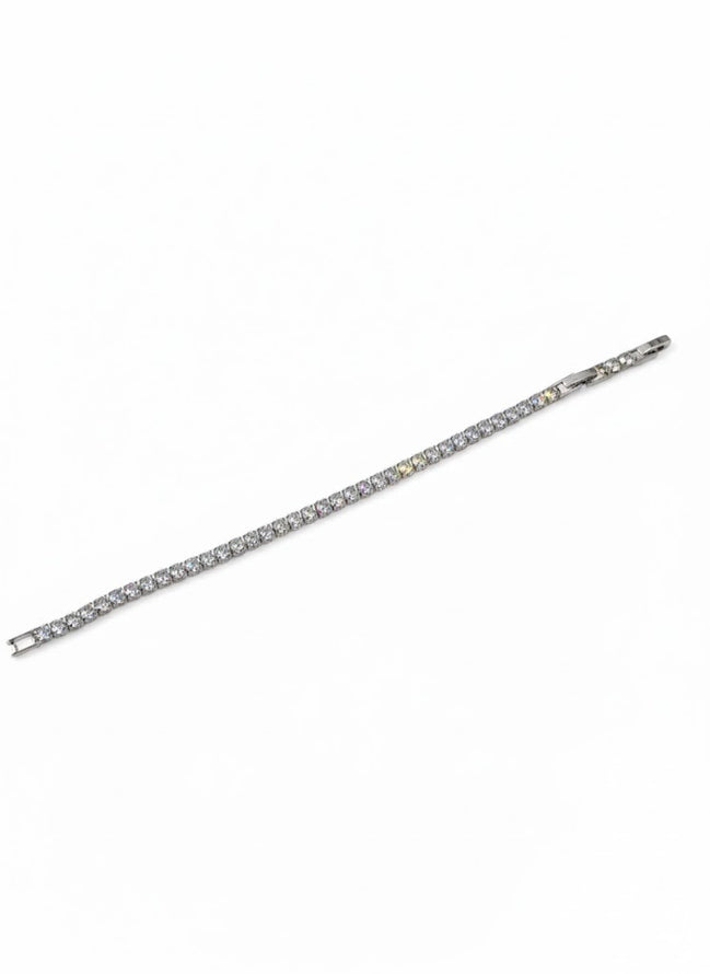 Silver Single Row Round-Cut Cubic Zirconia Bracelet – MODA Accessories