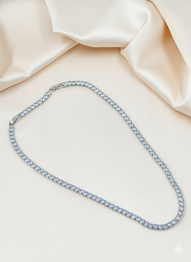 Classic Round-Cut Diamond Tennis Necklace