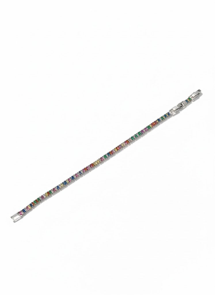 Silver Rainbow Cubic Zirconia Tennis Bracelet – MODA Accessories