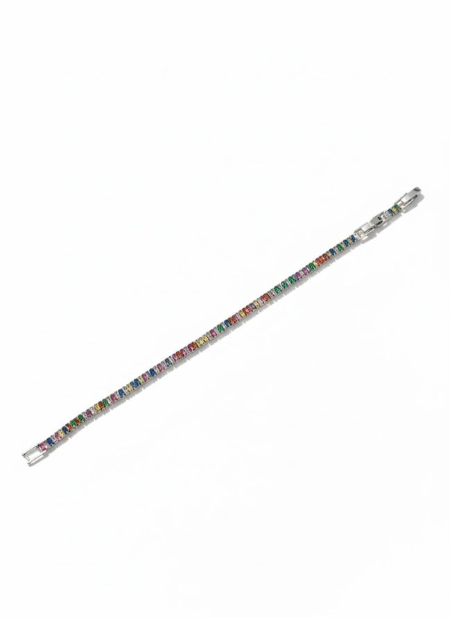 Silver Rainbow Cubic Zirconia Tennis Bracelet – MODA Accessories