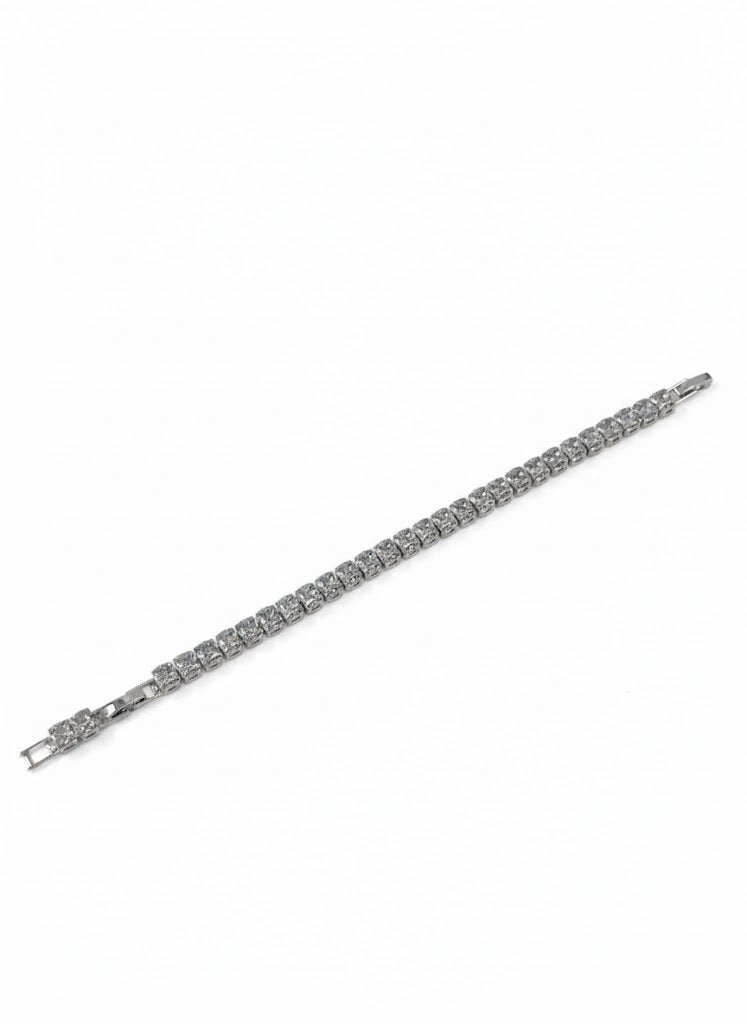 Silver Round-Cut Cubic Zirconia Tennis Bracelet – MODA Accessories